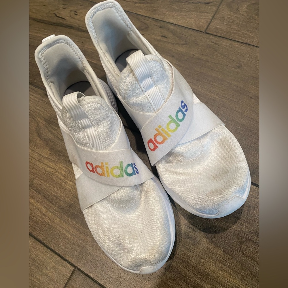 Adidas cloud foam slip on rainbow